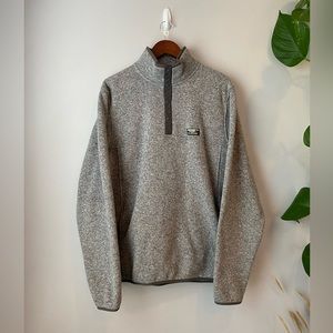 LL BEAN Button Up Pull Over Quarter Zip/Button Grey